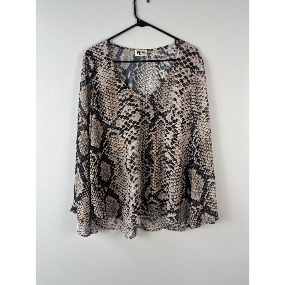 Show Me Your Mumu Size L Womens Animal Print Sheer Flowy Blouse / Top - EUC